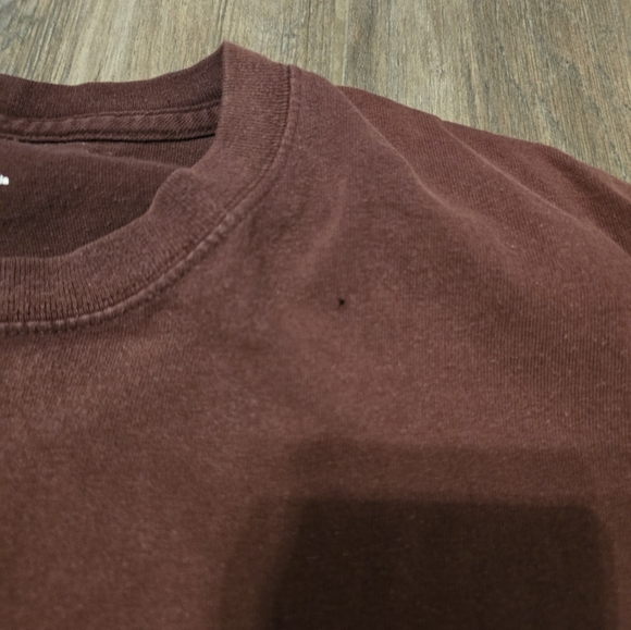 Distressed Maroon Carhartt Essential Pocket T Shirt - Picture 6 of 8